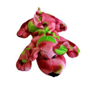 Tie-Dyed Plush Cuddly Puppy Dog Red Pink and Green